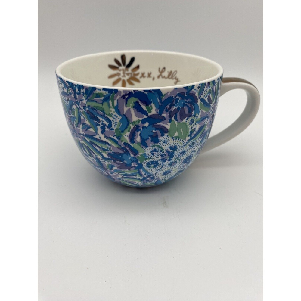 Lilly Pulitzer Ceramic Mug Coffee / Tea Cup Floral Design 12 Ounce